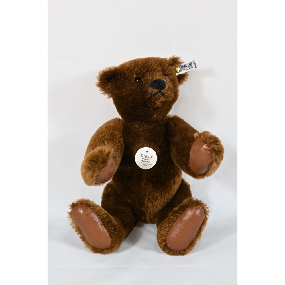 Steiff Teddy Bear 1904 Replica 1983 Mohair Squeaker Button Ear Tags